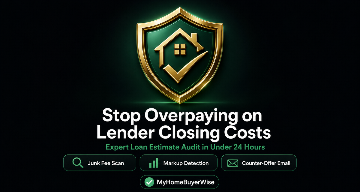 MyHomeBuyerWise shield badge β expert lender fee and closing cost audit with a risk-free guarantee